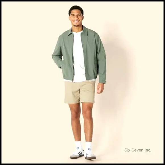 Men's Relaxed Fit Lightweight Stretch Zip Up Bomber Jacket Windbreaker